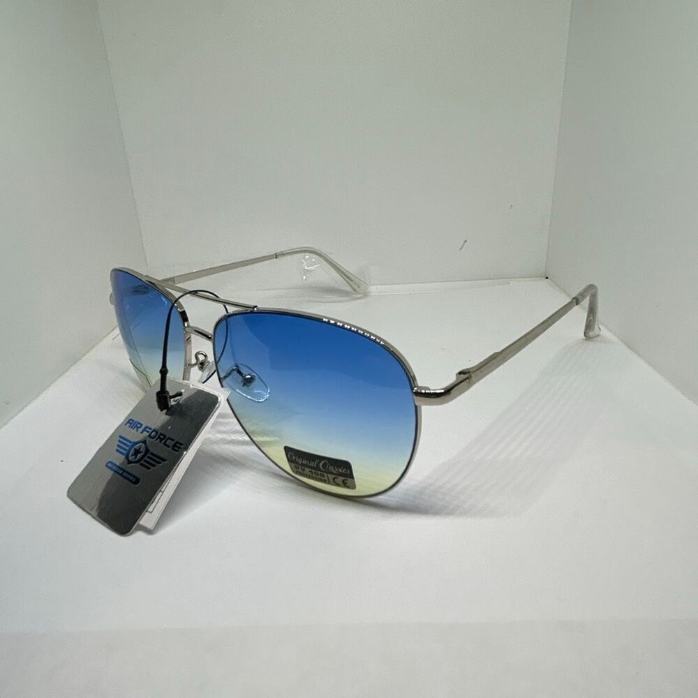 Air Force Aviator Sunglasses Blue Gradient UV400 Classic Style Ocean Lens